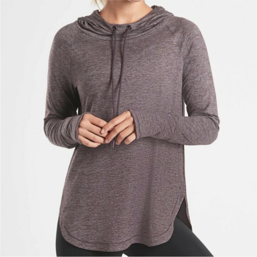 Athleta Uptempo Long Sleeve Thumbholes Hoodie Top Heather Purple Size XS